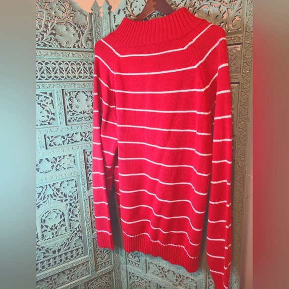 South Pole | Y2K Men's VTG Red & White Striped 1/4 Zip Pullover Sweater | Large - Picture 4 of 14
